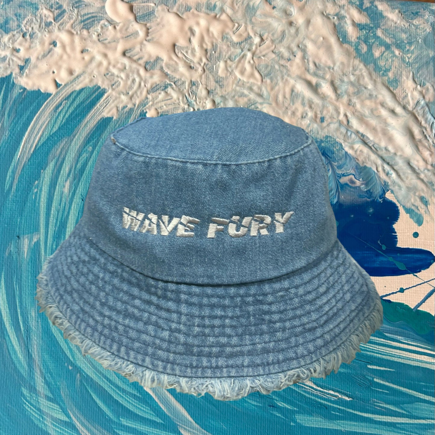 Ride the waves in style - Light Denim Surf Bucket Hat